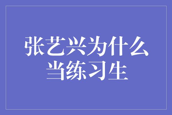 张艺兴为什么当练习生