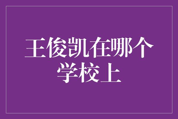 王俊凯在哪个学校上