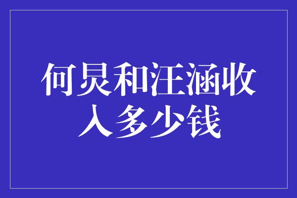 何炅和汪涵收入多少钱