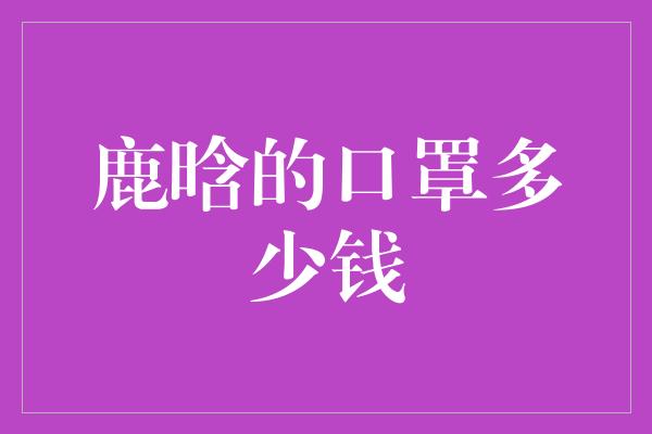 鹿晗的口罩多少钱