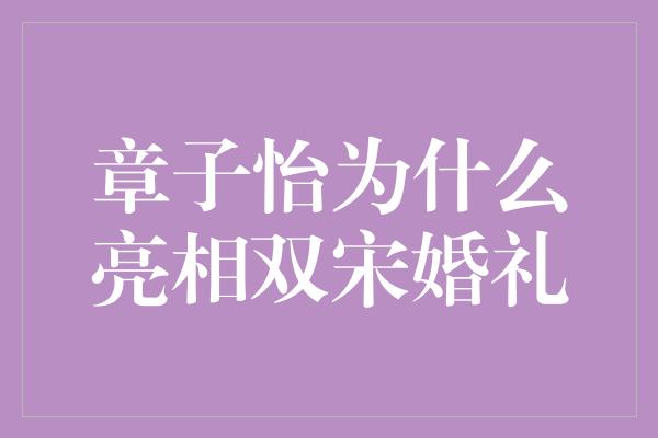 章子怡为什么亮相双宋婚礼