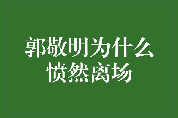 郭敬明为什么愤然离场