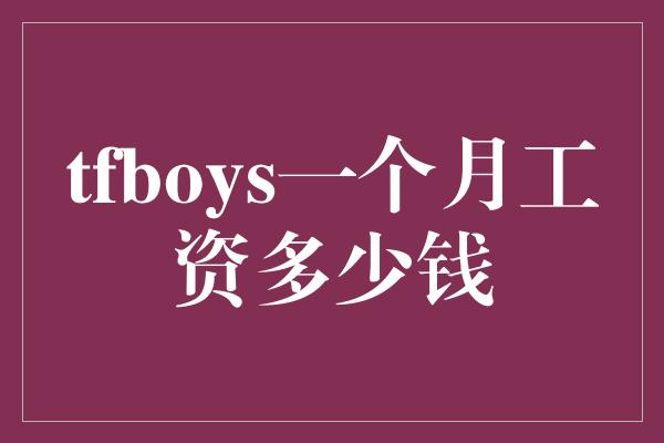 tfboys一个月工资多少钱