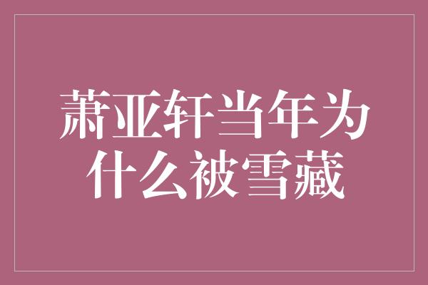 萧亚轩当年为什么被雪藏