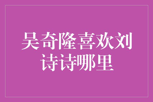 吴奇隆喜欢刘诗诗哪里