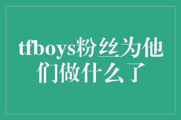 tfboys粉丝为他们做什么了