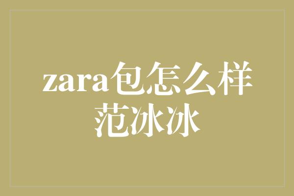 zara包怎么样范冰冰