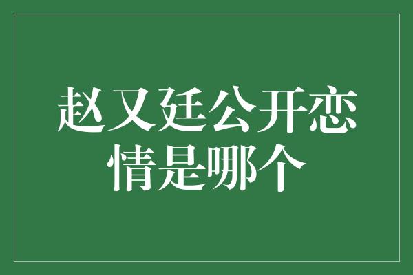 赵又廷公开恋情是哪个