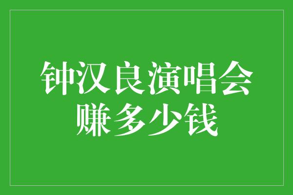 钟汉良演唱会赚多少钱