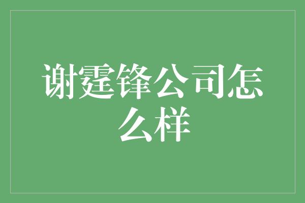 谢霆锋公司怎么样