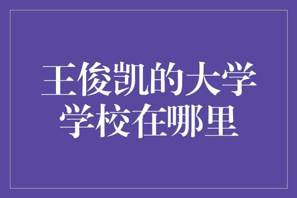 王俊凯的大学学校在哪里