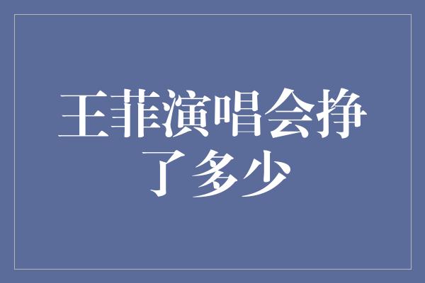 王菲演唱会挣了多少