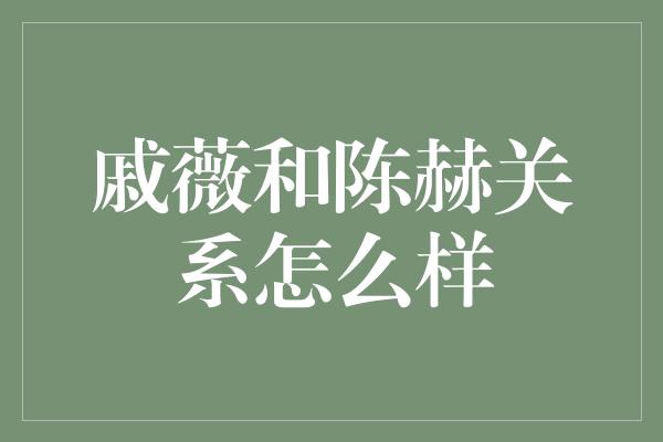 戚薇和陈赫关系怎么样