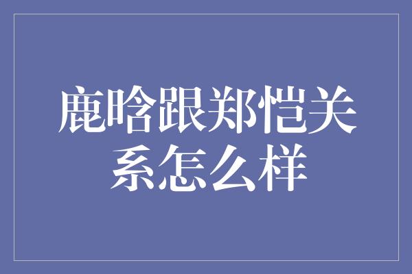 鹿晗跟郑恺关系怎么样