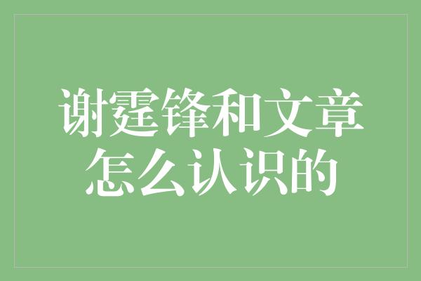 谢霆锋和文章怎么认识的