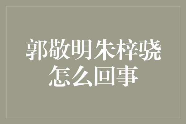 郭敬明朱梓骁怎么回事