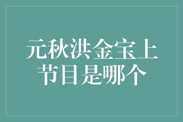 元秋洪金宝上节目是哪个