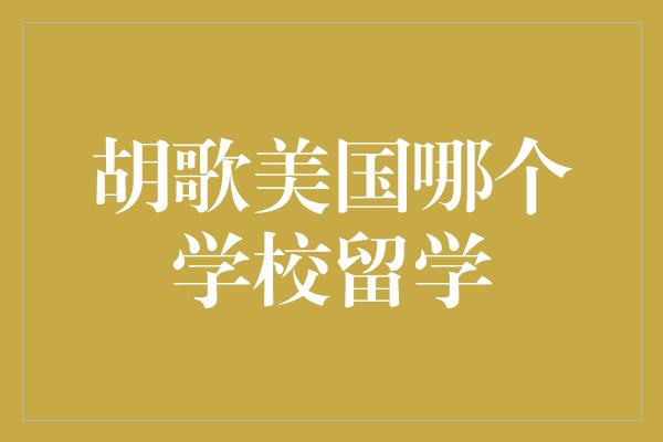 胡歌美国哪个学校留学