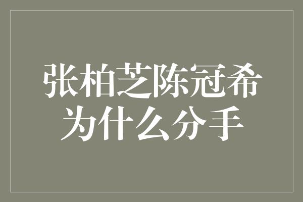 张柏芝陈冠希为什么分手