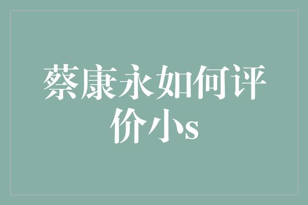 蔡康永如何评价小s