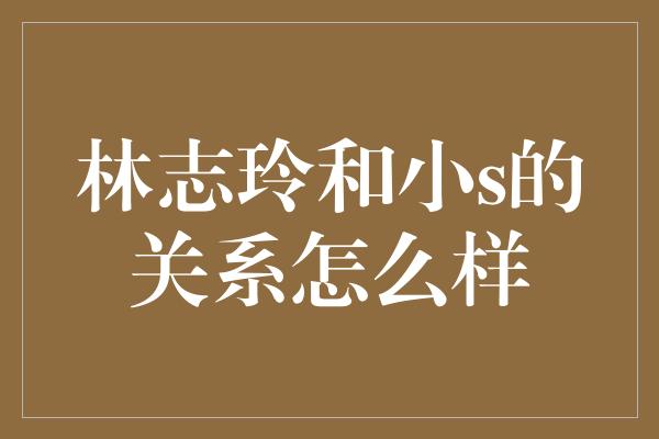 林志玲和小s的关系怎么样