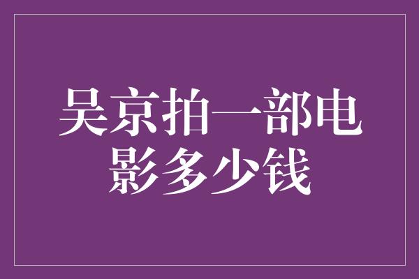 吴京拍一部电影多少钱