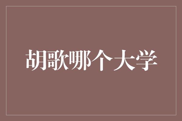 胡歌哪个大学