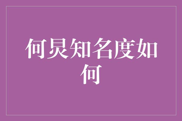 何炅知名度如何