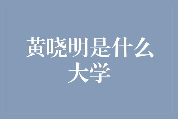 黄晓明是什么大学