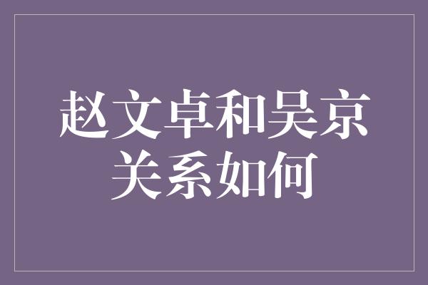 赵文卓和吴京关系如何