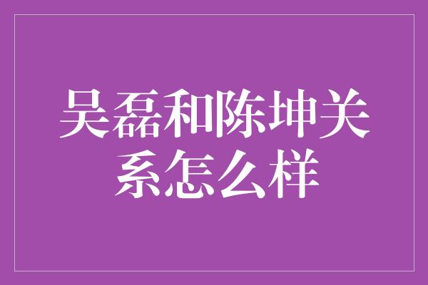 吴磊和陈坤关系怎么样