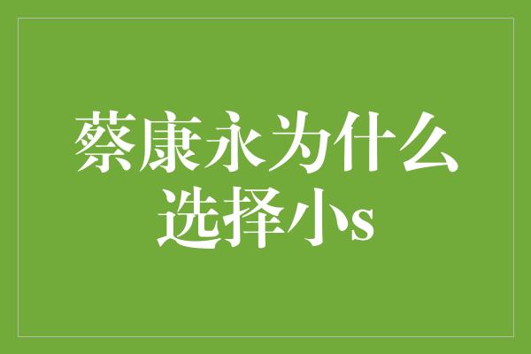 蔡康永为什么选择小s