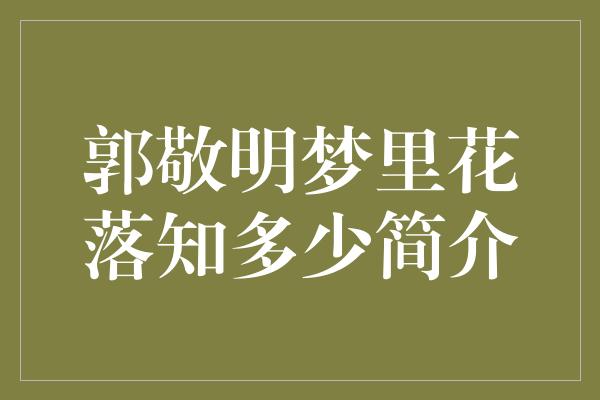 郭敬明梦里花落知多少简介