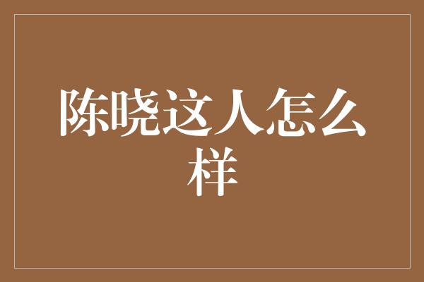 陈晓这人怎么样