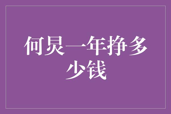 何炅一年挣多少钱