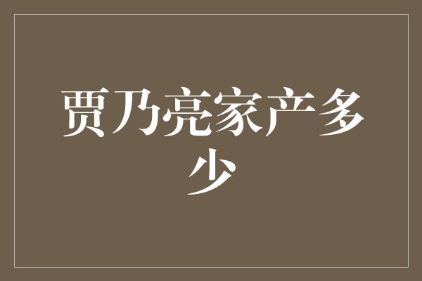 贾乃亮家产多少