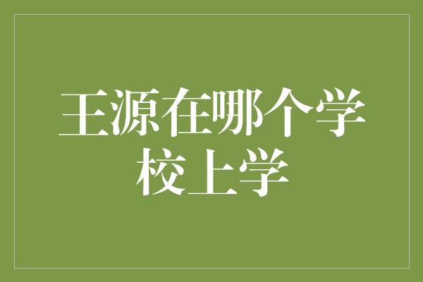 王源在哪个学校上学