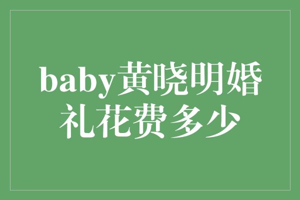 baby黄晓明婚礼花费多少