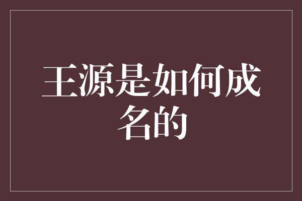 王源是如何成名的