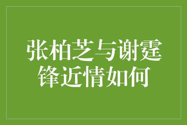 张柏芝与谢霆锋近情如何