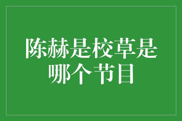 陈赫是校草是哪个节目