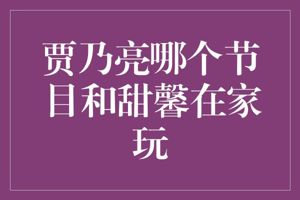 贾乃亮哪个节目和甜馨在家玩