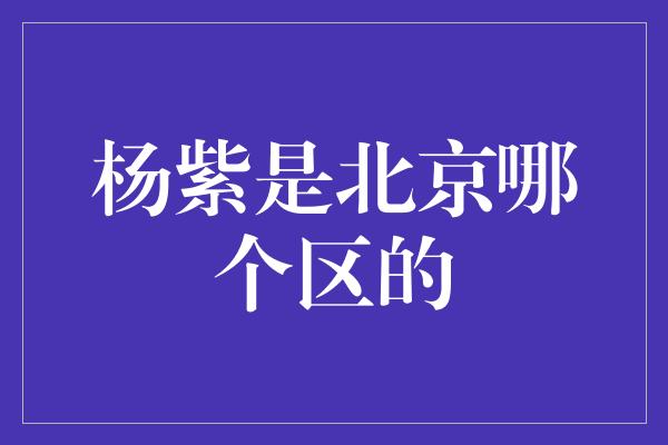 杨紫是北京哪个区的