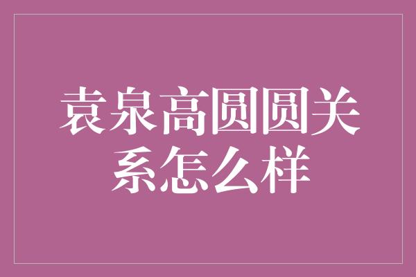 袁泉高圆圆关系怎么样