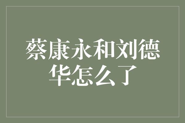 蔡康永和刘德华怎么了