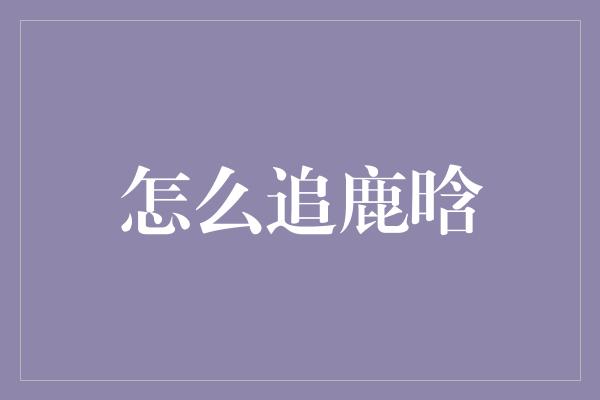 怎么追鹿晗