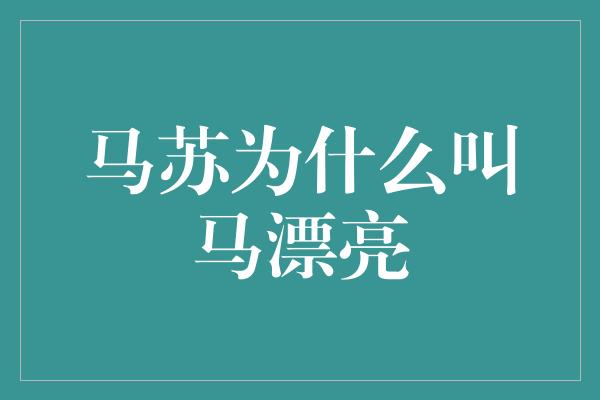 马苏为什么叫马漂亮