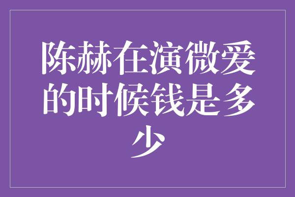 陈赫在演微爱的时候钱是多少