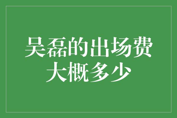 吴磊的出场费大概多少