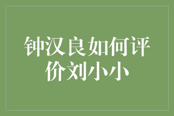 钟汉良如何评价刘小小